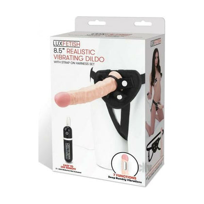 Lux Fetish 8.5 Realistic Vibrating Dildo Strap-On Set: Ultimate Pleasure for All Genders, Unleash Your Desires with Powerful Vibrations, Model #LF-850, Black