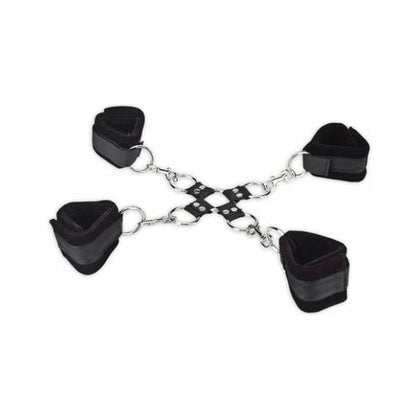 Lux Fetish 5 Piece Hogtie Set - Black, Stainless Steel Hardware, Padded Velcro Cuffs, BDSM Bondage Restraint Kit for Couples