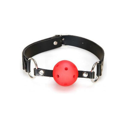 Lux Fetish Breathable Ball Gag Red - The Ultimate Sensual Pleasure Enhancer for BDSM Role Playing Games and More