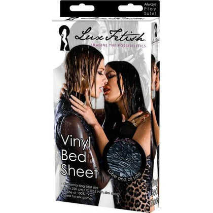 Lux Fetish Vinyl Bed Sheet - California King Flat Black - Waterproof Sex Toy Cover for Squirting, Watersports, and Nuru Massage