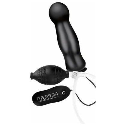 Lux Fetish 4.5 inches Inflatable Vibrating Plug - Model V4.5IP - Unisex Anal Pleasure - Black