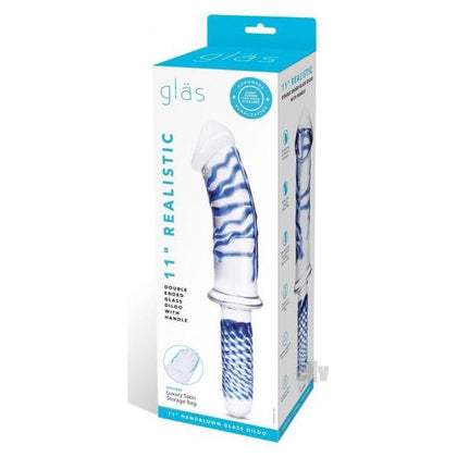 Realist Glass Dbl End Dildo Handle 11 - Clear Blue - Dual-Ended Pleasure for Ultimate Control - Model RD-11
