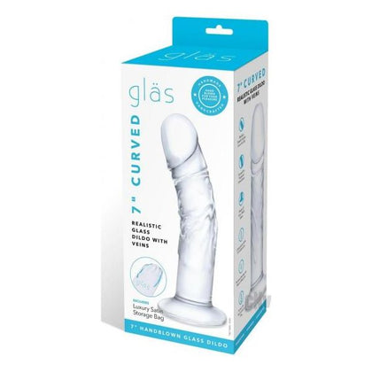 ClearGlass Curved Realist Dildo | Model W-veins 7 | Unisex | G-Spot and Prostate Stimulation | Clear