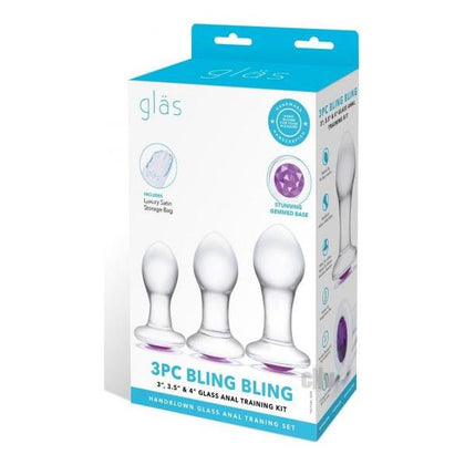 Bling Bling Glass Anal Training Kit - Model 3pc Clear - Unisex - Enhance Pleasure & Stimulation