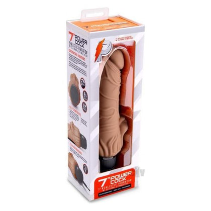 7 Powercock Realistic Vibrator with Clitoral Stimulation - Model W-Clit Stim 7 Mocha - Women's G-Spot and Clitoral Pleasure - Silky Soft Silicone - 3 Speeds, 4 Patterns - Intense Sensations