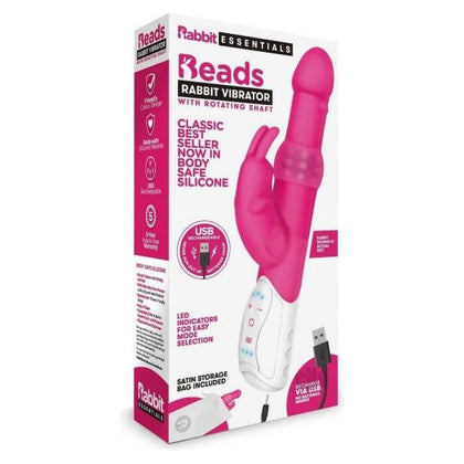Introducing the Luxe Pleasure Beads Rabbit Vibrator - Model XR-5000: The Ultimate Hot Pink Pleasure Machine
