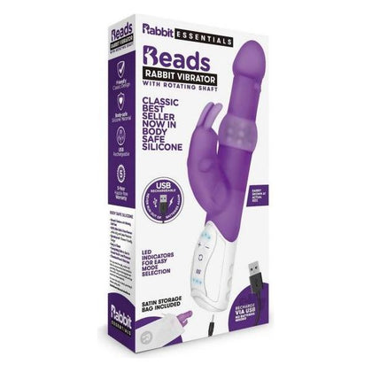 Luxurious Purple Recharge Beads Rabbit Vibrator - Model RRV-200: The Ultimate Pleasure Toy for Women, Delivering Unparalleled Stimulation and Satisfaction