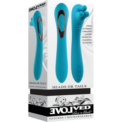 Introducing the SensaTease Heads Or Tails Teal Silicone Vibrator - Model ST-9001: A Versatile Pleasure Companion for All Genders! - Adult Naughty Store