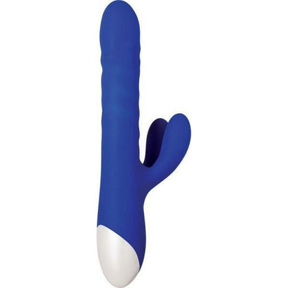 Introducing the SensaPlay Grand Slam Blue Rabbit Vibrator - Model GS-500X: A Powerful Pleasure Experience for Women, Delivering Intense Stimulation to Clitoral Nerves in a Stunning Blue Color.