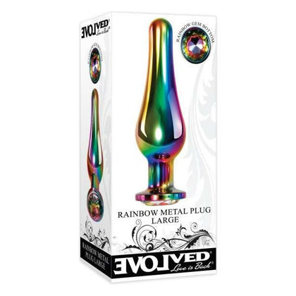 Rainbow Metal Plug Large - Model RMP-001 - Unisex Anal Pleasure Toy - Vibrant Rainbow Color - Adult Naughty Store