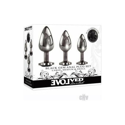 Introducing the Luxe Noir Gem Anal Plug Set - Model BGP-5000: The Ultimate Pleasure Experience for All Genders, Designed for Exquisite Anal Stimulation in Elegant Black - Adult Naughty Store