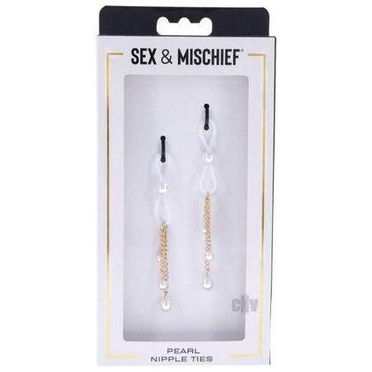 Sandm Pearl Nipple Ties - Exquisite Pearl-Adorned Nipple Clamps for Sensual Pleasure - Model NT-2021 - For All Genders - Enhance Nipple Stimulation - White/Gold