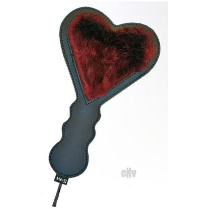 Sex and Mischief Enchanted Heart Paddle - Vegan Burgundy Fur and Flat Soft Side - Pleasure for All Genders - Explore Sensual Stimulation and Playful Spanking - Model EMHP-001