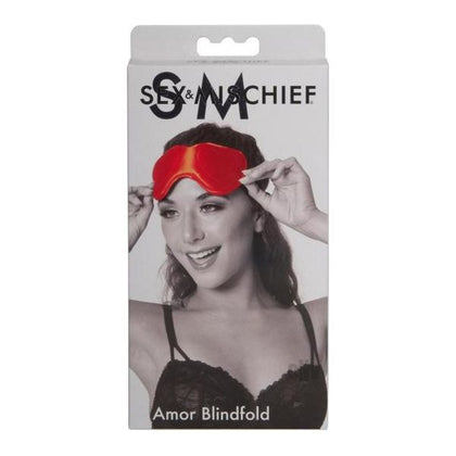 S&M Amore Heart-Shaped Satin Blindfold with Double Elastic Straps and Internal Padding - Red