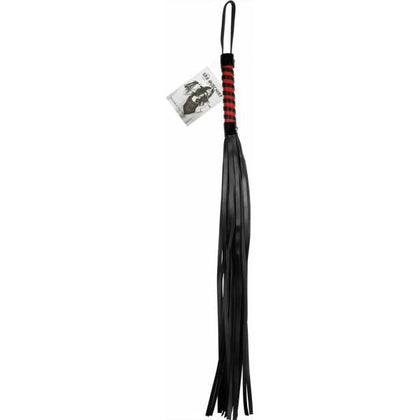 Sex and Mischief Red and Black Stripe Flogger - Premium Vinyl Fabric, Nickel-Free Hardware, 32-inch Length - BDSM Toy for Sensual Impact Play and Pleasure - Adult Naughty Store