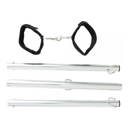 Sportsheets Expandable Aluminum Silver Spreader Bar & Cuffs Set - Model SB-37 - Unisex - Pleasure for Bondage Play - Adult Naughty Store