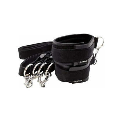 Elegant Pleasure Deluxe Sport Cuffs and Tethers Kit - Model SPCT-2000 - For Couples - Sensual Bondage Play - Black
