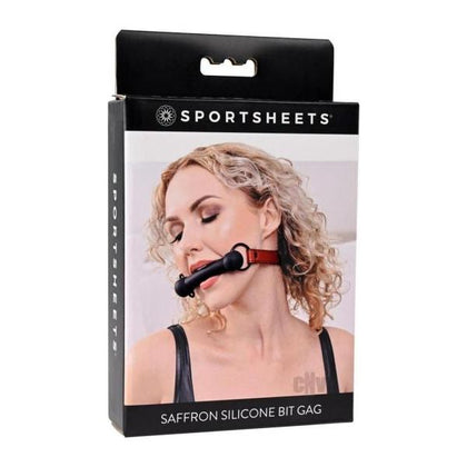 Saffron Silicone Bit Gag - Premium BDSM Mouth Gag Toy - Model SBG-2021 - Unisex - Perfect for Sensual Oral Play - Deep Red