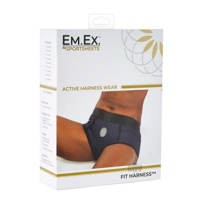 Em.Ex. Fit Harness XXL - Premium Elastic Waistband Strap-On with Bullet Pockets for Extra Stimulation - Black