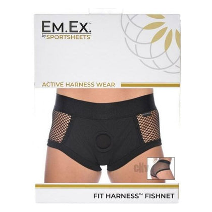 Exquisite Pleasure Emporium - Em Ex Fit Harness Fishnet 2XLG Black - Unleash Your Desires