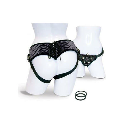 Sportsheets Vibrating Corsette Strap On Harness Black - Model VCH-001 - Unisex Pleasure for Intimate Adventures