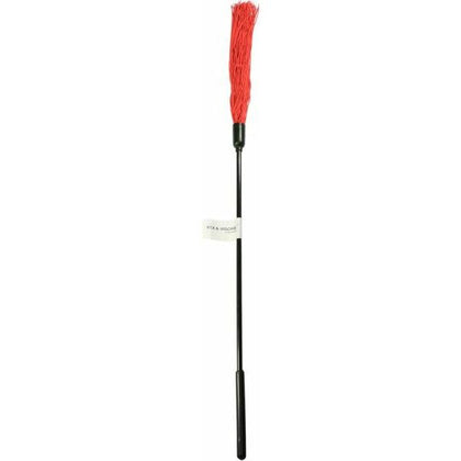 Sex And Mischief Rubber Tickler Red - Sensual Feather Teaser for Intimate Pleasure and Foreplay - Model SM-RT001 - Unisex - Delicate Stimulation for Face, Neck, and Chest