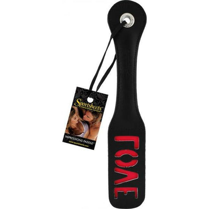 Leather Love Impression Paddle - Premium Bondage Toy for Couples - Model LLI-12 - Unisex - Intense Pleasure for Impact Play - Black