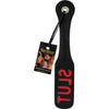 Leather Impression Paddle Slut 12 Inch Black: The Ultimate BDSM Pleasure Tool for Dominant Partners - Adult Naughty Store