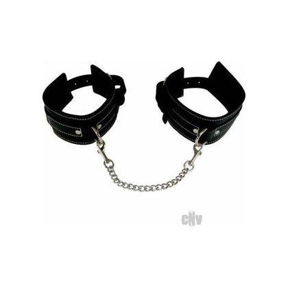 Edge Leather Wrist Restraints - Premium Cowhide BDSM Handcuffs Model EWR-2021, Unisex Bondage Toy for Enhanced Pleasure, Black