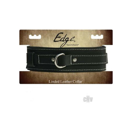 Elegant Edge Lined Leather Collar - Premium BDSM Restraint for Submissive Play - Model ELC-1001 - Unisex - Neck and Sensory Stimulation - Black