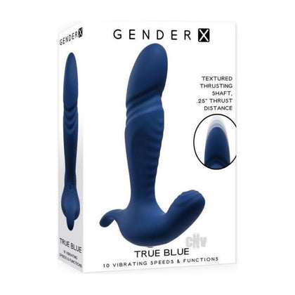 Gx True Blue Thrusting Vibrating Silicone T-Shaped Pleasure Toy