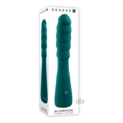 Introducing the Gx Scorpion Green Silicone and ABS Vibrator - Model GSV-12, for Unisex Pleasure in a Captivating Emerald Hue - Adult Naughty Store