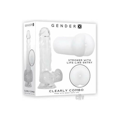 Introducing the Gx Clearly Combo: Crystal Clear Hands-Free Dildo and Frosted Anal Stroker Set for All Genders, Delivering Pure Pleasure and Ultimate Clarity