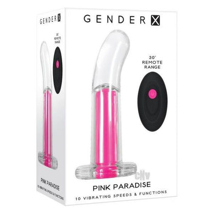 Gx Pink Paradise Crystal-Clear Remote Control Vibrating Curved Shape - Model GX-PP001 - Female G-Spot and Clitoral Stimulation - Hot Pink - Adult Naughty Store