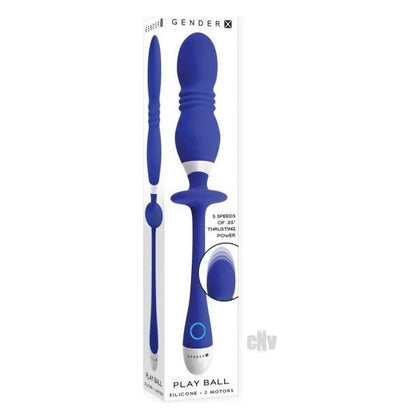 Introducing the Gx Play Ball Blue Thrusting and Vibrating Double Orb Silicone Sex Toy - Model GX-456, for All Genders, Delivering Sensational Pleasure