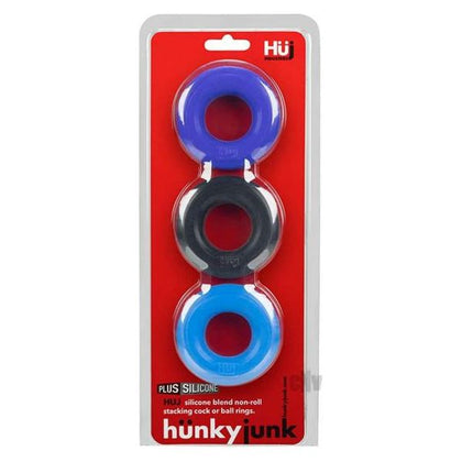 HUJ3 3-Pack Blue Silicone C-Ring and Ball-Ring Set for Men - Enhance Pleasure and Performance