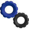 Hünkyjunk COG 2-Piece Pack Rubber C-Rings - Cobalt-Tar - Enhance Pleasure and Play with Super-Stretchy Rings - Model: COG - Gender: Unisex - Adult Naughty Store