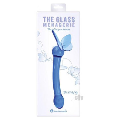 Icon Glass Menage Butterfly Gspot Dk Blu - Hand-Crafted Borosilicate Glass Sex Toy for Women, Designed for G-spot Stimulation, Model Number: DK Blu, Dark Blue Color - Adult Naughty Store