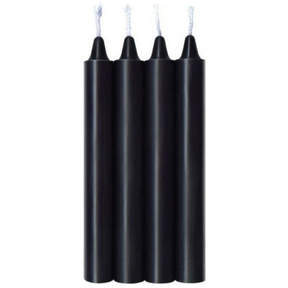 Make Me Melt Warm Drip Candles - Jet Black 4 Pack | Sensual BDSM Wax Play Toy | Model: MMWDC-4 | For All Genders | Erotic Pleasure for Intimate Moments | Captivating and Visually Stimulating Experience