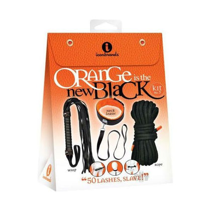 Iconic Collection: Oitnb Kit 3 50 Lashes Slave - Orange Leatherette BDSM Set for Couples - Adult Naughty Store