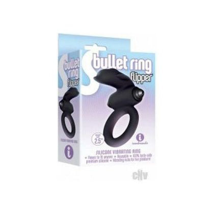 9S Bullet Ring Flipper - Silicone Dolphin Cock Ring/Clit-Stim for Couples - Model 9S-FLP-001 - Unisex Pleasure Enhancer - Jet Black