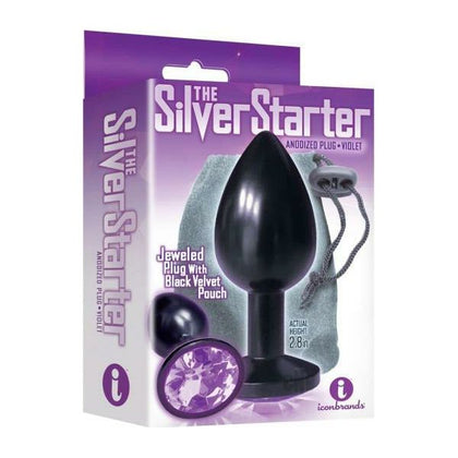 Icon Silver Starters Anodized Plug - Model 9SV-Violet - Unisex Anal Pleasure - Jet-Black - Adult Naughty Store