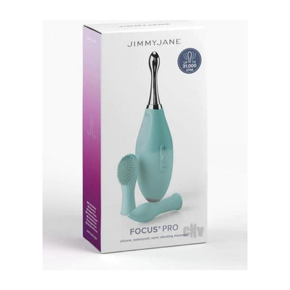 Introducing the Jimmyjane Focus Pro Teal Sonic Massager Model JJ-FP-01, a premium sonic massager designed to enhance your pleasure experience.