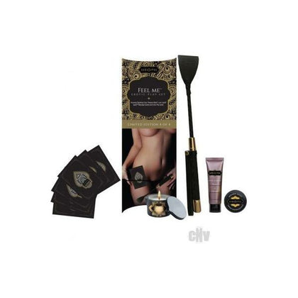 Kama Sutra Feel Me Erotic Playset - Sensual Pleasure Collection for Couples - Spanking Crop, Position Cards, Massage Candle, Pleasure Balm, and Lube - Gender-Neutral - Explore Adventurous Bondage and Intimate Positions - Limited Edition