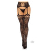 Opulence French Rose Lace Stocking/Garterbelt in Black - Elegant Seduction Lingerie - Adult Naughty Store