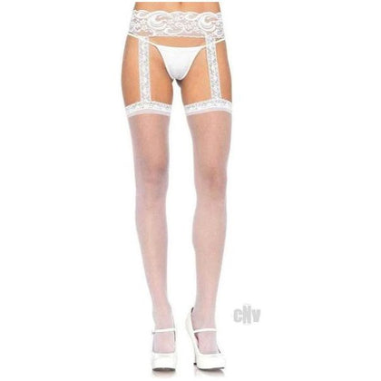 Seductive Delights: Lace Garter Belt - Sheer Thi-Hi O/S WHITE - Women's Intimate Lingerie - Model: STH-GB-001 - Size: One Size