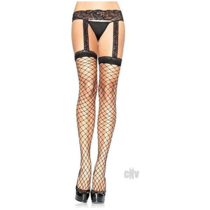 Elegant Intimates Fence Garter Stocking Plus Black - Sensual Pleasure for Curvy Women - Adult Naughty Store