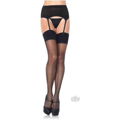Elegant Intimates Spandex Sheer Garter Belt and Stocking Set - Model 2PC-OSB - Women's Black Lingerie for Sensual Thigh-High Pleasure - One Size