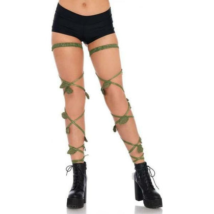 Ivy Shimmer Garter Leg Wraps - Sensual Lingerie Accessory for Women - Model: O/S GREEN - Enhance Your Seductive Appeal and Indulge in Exquisite Pleasure - One Size Fits All