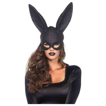 Ravishing Delights Glitter Masquerade Rabbit Mask 6bx Black - Sensual Lingerie Accessory for Alluring Play - Unleash Your Inner Seductress with this Exquisite O/S Black Rabbit Mask